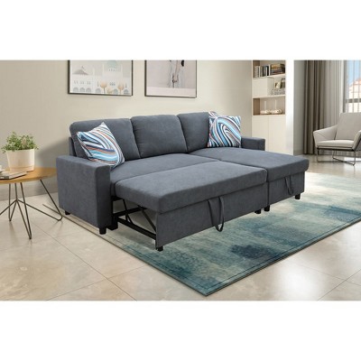DOMETOUR Dark Grey Flannelette 2-Piece Couch Living Room Sofabed