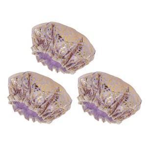 Unique Bargains Reusable Leopards Spots Shower Cap 3 Pcs - 1 of 4