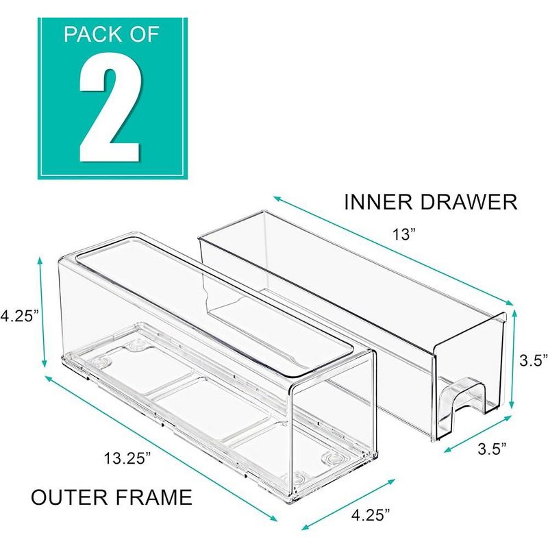 Sorbus 2 Pack Small Clear Stackable Pull-Out Drawers - Organization and Storage Containers for Kitchen, Pantry, Bathroom and More, 4 of 5
