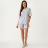 Anna-Kaci Lounge Women's Tiny Rose Print Crew Neck Pajama Set with Short Sleeves and Ruffle Trim Shorts - 3 of 4