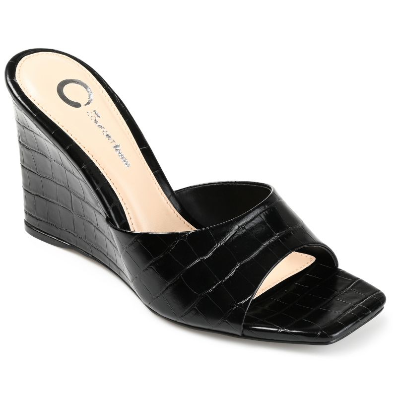 Journee Collection Womens Vivvy Tru Comfort Foam Slip On Open Square Toe Wedge Sandals, 1 of 11