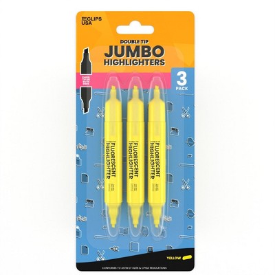 Jumbo Yellow Chisel Double Tip Highlighters - 3 Pack (24 Packs)