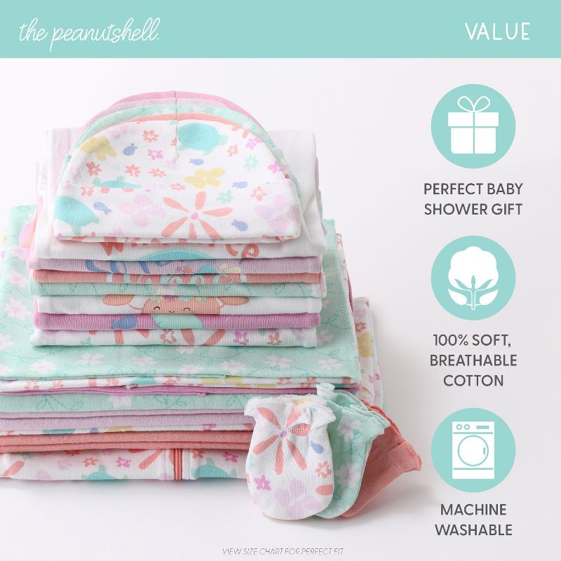 The Peanutshell Ocean Flower 23-Piece Baby Layette Girl Clothing Gift Set, 0-3 Months, 3 of 7