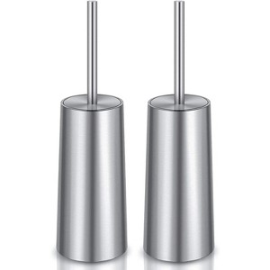 2-Pack Toilet Brush and Holder, Toilet Bowl Brush with 304 Stainless Steel Long Handle for Bathroom Cleaning - 1 of 4