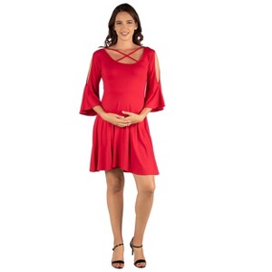 24seven Comfort Apparel Maternity Knee Length Dress - 1 of 4