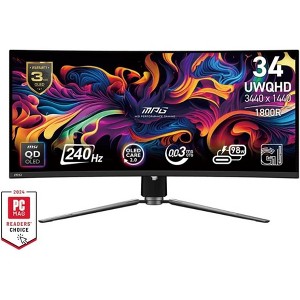 MSI MAG 341CQPX QD-OLED 34" Class UW-QHD Curved Screen Gaming OLED Monitor - Metallic Black - 1 of 4