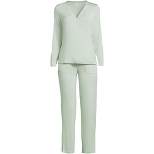 Lands' End Women's Cooling 2 Piece Pajama Set - Long Sleeve Crossover Top and Pants