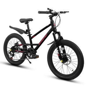 Okak 20IN Kids  Mountain Bike with Front Suspension, 7-Speed Toddler Bike with Metal Frame and Fat Tires, Kids Dirt Bike for Boys & Girls - 1 of 4