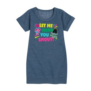 - Trolls - Let Me Hear You Shout Poppy and Branch Graphic Short Sleeve Fleece Dress - 1 of 4