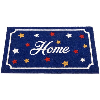 Patriotic Blue Coir Outdoor Doormat with Stars