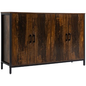 HOMCOM Industrial Sideboard Buffet Cabinet, Kitchen Storage Cabinet with Adjustable Shelves for Living Room, Bedroom, Hallway, Rustic Brown - 1 of 4