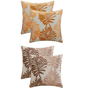 REGALWOVEN 4 Pcs Palm Leaf Pattern Decorative Throw Pillow Covers for Farmhouse Home Sofa Couch Bed - 1 of 4