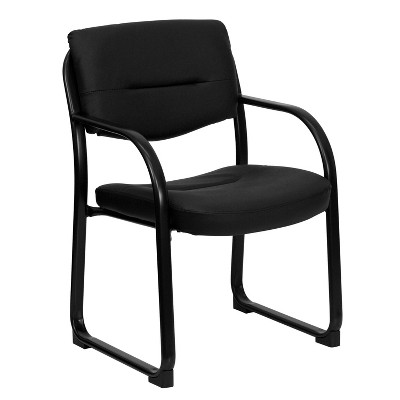 Emma And Oliver Black Leathersoft Executive Side Reception Chair With ...