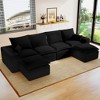 Kayamas 107'' Soft Corduroy Modular L-Shaped Sectional Sofa, 3-Seater Couch with Movable Ottoman for Living Room - 3 of 4