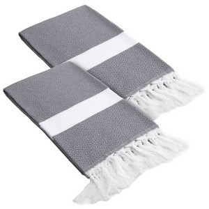 2pc Diamond Pestemal Beach Towel Gray - Linum Home Textiles - 1 of 4