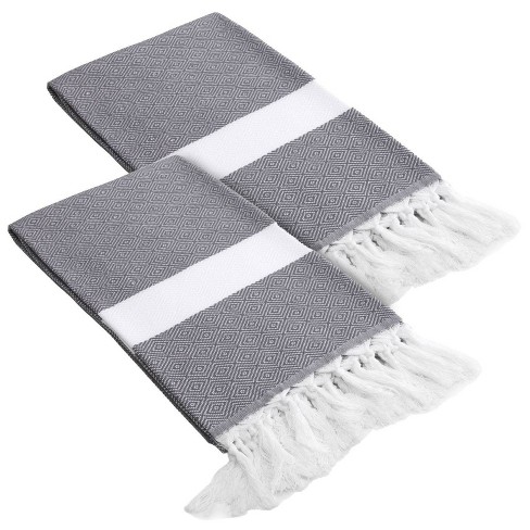 Linum Home Textiles Cream Set of 2 Turkish Cotton Denzi Bath Towels