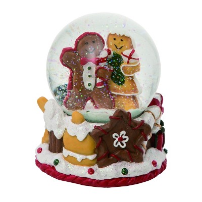 Transpac Resin 5 in. Multicolor Christmas Musical Gingerbread Snow Globe