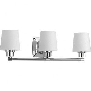 Progress Lighting Glance 3-Light Bath Vanity, Polished Chrome, Etched Linen Glass Shade - 1 of 2