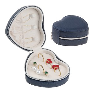 Unique Bargains Travel Mini Heart-shaped Portable PU Leather Jewelry Organizer Case - 1 of 4