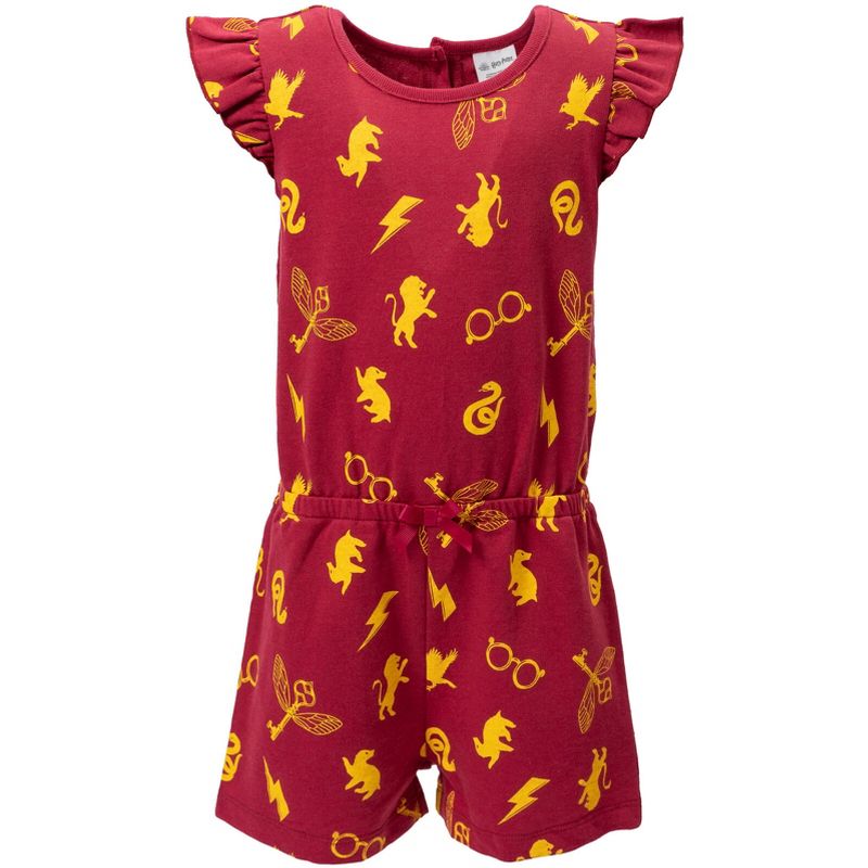 Harry Potter Gryffindor Harry Potter Girls French Terry Sleeveless Romper Little Kid to Big Kid, 1 of 8