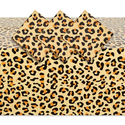 Sparkle and Bash 4 Pack Leopard Table Covers for Safari and Zoo Birthday Party (54 x 108 in)