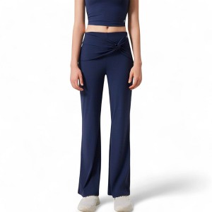 Anna-Kaci Active Women's High-Waisted Flare Pants with Twist Knot Detail - 1 of 4