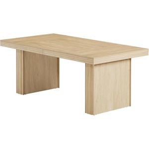 Modern 63" Farmhouse Dining Table for 6, Kitchen Table with Fluted Line for Dining Room, Living Room - 1 of 4