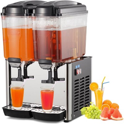 Commercial Cold Beverage Dispenser 9.5 Gallon 2 Tanks With Thermostat Controller
