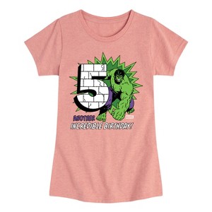 Girls' - Marvel - Hulk Incredible Birthday 5 Fitted Short Sleeve Graphic T-Shirt - 1 of 4