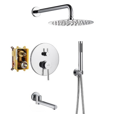 CASAINC 10 Inch Wall Mount Dual Shower Heads with Tub Faucet