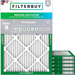 Filterbuy 28x30x1 Air Filter (6-Pack), Pleated MERV 8 Dust Defense Replacement HVAC AC Furnace Filters (Actual Size: 27.75 x 29.75 x 0.75) - 1 of 4