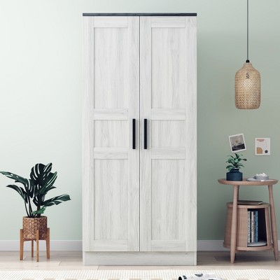 Bella Depot 68.9''H 2-Door Wooden Wardrobe Armoire with 4 Storage Shelves