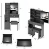 JUJABU 29.2" Small Size Vanity Table with Left Drawer, Cushioned Stool, Extra-Large Sliding Mirror, Multi-Layer Storage - Black - 4 of 4