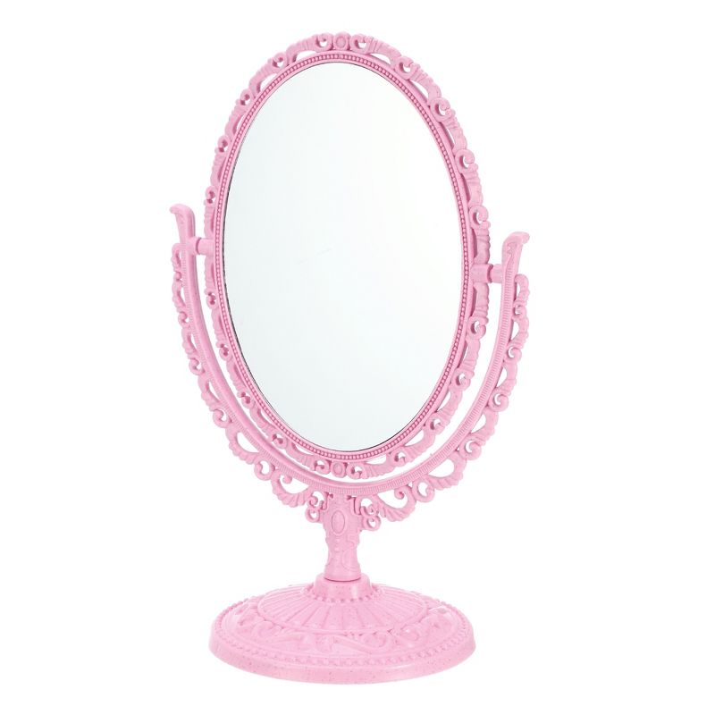 Unique Bargains Oval Shaped Double Sided 360° Rotating Makeup Mirror 1 Pc, 1 of 7
