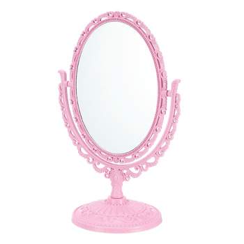 Unique Bargains Oval Shaped Double Sided 360° Rotating Makeup Mirror 1 Pc