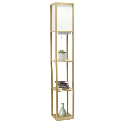 Classix 62.5" Tan and White 3-Tier Shelf Floor Lamp