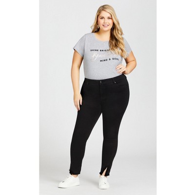 Avenue Women's Plus Size Split Jean