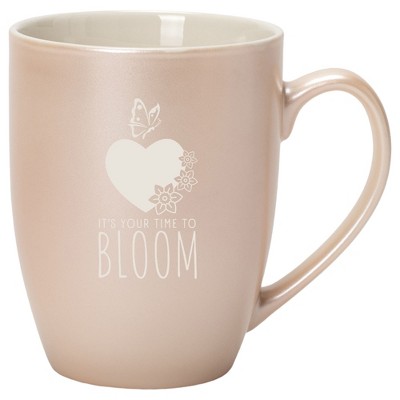 Elanze Designs It's Your Time To Bloom 10 Ounce Ceramic Laser-Etched Engraved Drinkware Mug, Metallic Precious Pearl