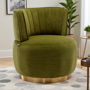 25.2" Velvet Swivel Barrel Chair with Foam Cushion and Armrests - 1 of 4