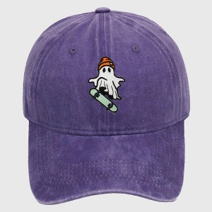 Anna-Kaci Women's Vintage Washed Baseball Cap with Skateboarding Ghost Embroidery - 1 of 4