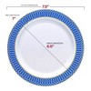Smarty Had A Party 7.5" White w/ Gold Spiral on Blue Rim Plastic Salad Plates - 120 pcs - 3 of 4