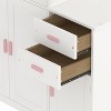 KWPZQEB Twin Size Bed Frame for Kids, Wood Bed Frame with Bookshelf and Movable Wardrobe, Platform Bed with Trundle, No Box Spring Needed - 4 of 4
