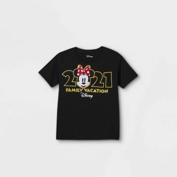 Girls' Disney Minnie Mouse 'Family Vacation 2021' Short Sleeve Graphic T-Shirt - Black