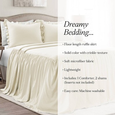 Lush Decor 3pc King Ruffle Skirt Bedspread Set Ivory - Lush Décor: Elegant Polyester Bedding, OEKO-TEX Certified — фото 8