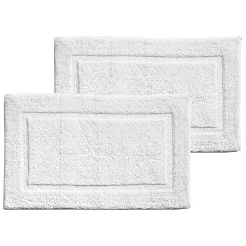 Mdesign 100% Cotton Bath Mat, Hotel-style Bathroom Floor Rug, 2 Pack, White  : Target