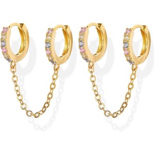 18K Gold Plated Pearl Huggie Earrings: Lightweight Dangle Hoops for Women - 1 of 4