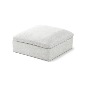 Meridian Furniture,Serene Linen Textured Fabric Deluxe Comfort Modular Ottoman - 1 of 4