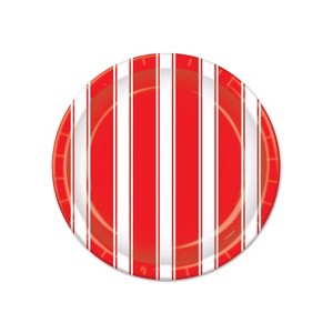 Beistle Red & White Stripes Plates, 7", (32/Pkg) Multicolored - 1 of 4