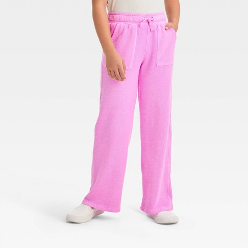Girls' Wide Leg Pull-on Terry Pants - Cat & Jack™ Lavender Xs : Target