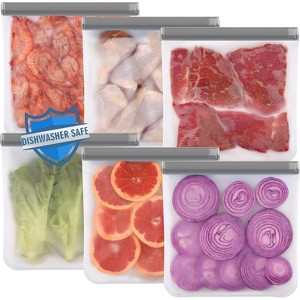 Reusable Gallon Freezer Bags, BPA Free, Extra Thick Leakproof Dishwasher Safe Food Storage Bags - 1 of 4